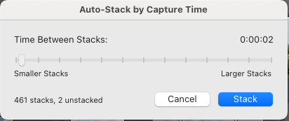 Auto-Stack by Capture Time in Lightroom