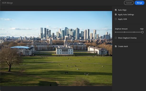 HDR Merge in Lightroom